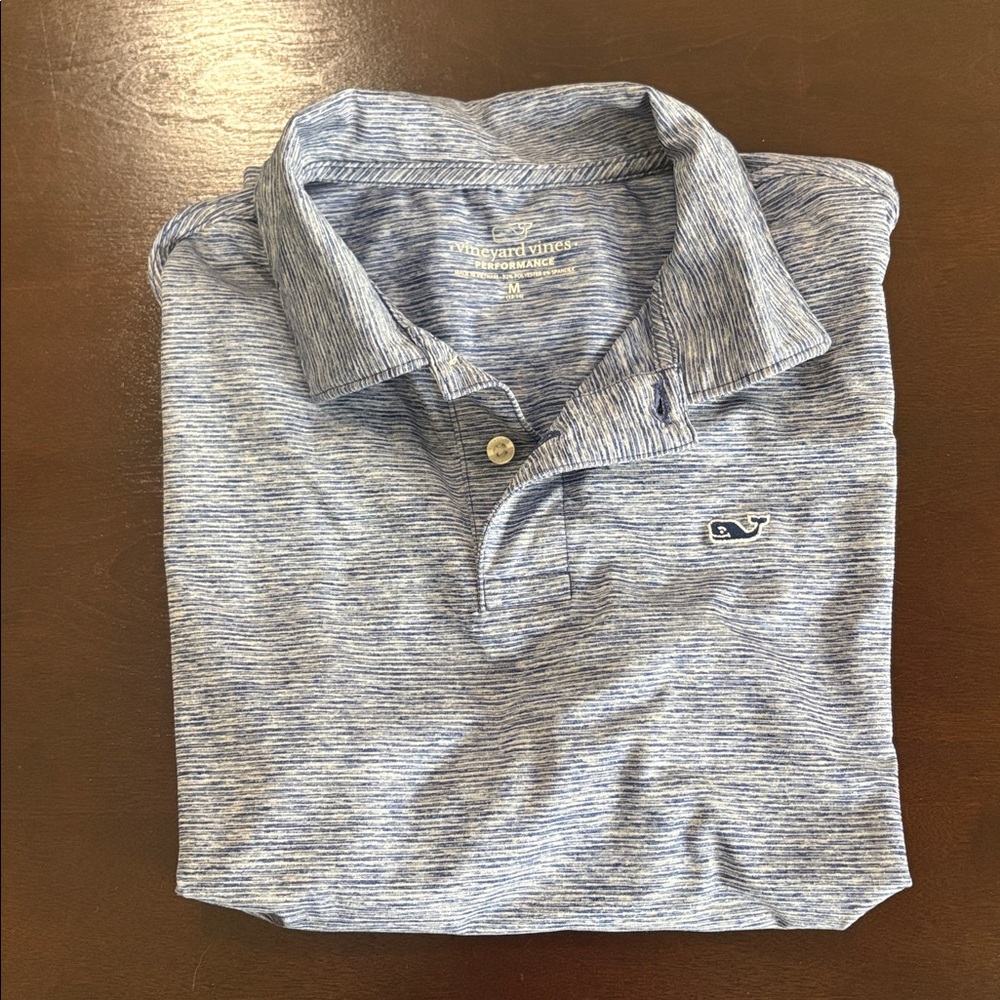 Vineyard Vines Heathered Blue Striped Polo